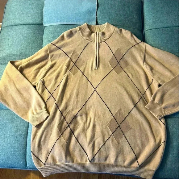 Oak Hill Sweater Mens Size 3XLT 1/4 Zip Cowl Neck Comfort Stretch - Picture 1 of 5